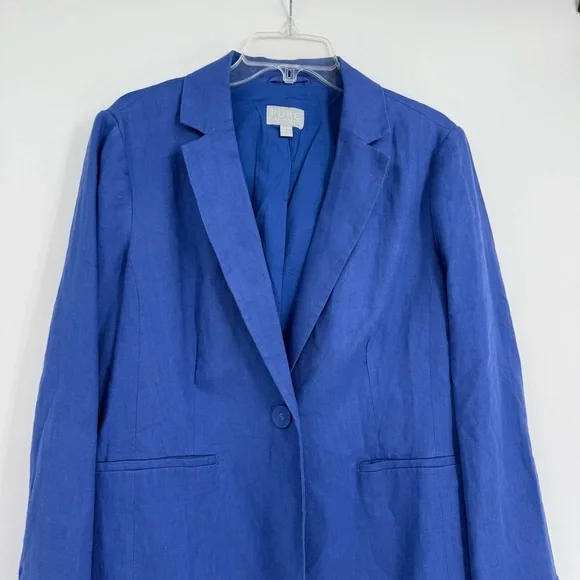Pure Collection Blazer Women's Size 12 Linen One Button Pockets Lined Vented - Picture 4 of 8